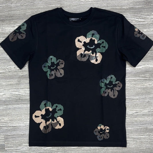 Roku Studio- woodland camo tear drip ss tee (black)