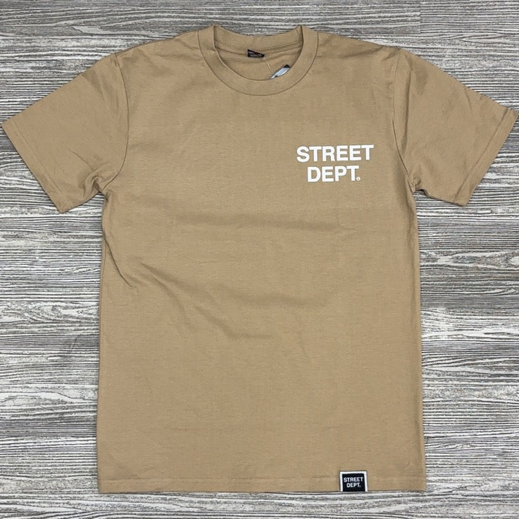 Planet Of The Grapes- street dept ss tee(khaki/white)