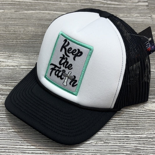 Planet Of The Grapes- keep the faith trucker hat (black/turquoise)