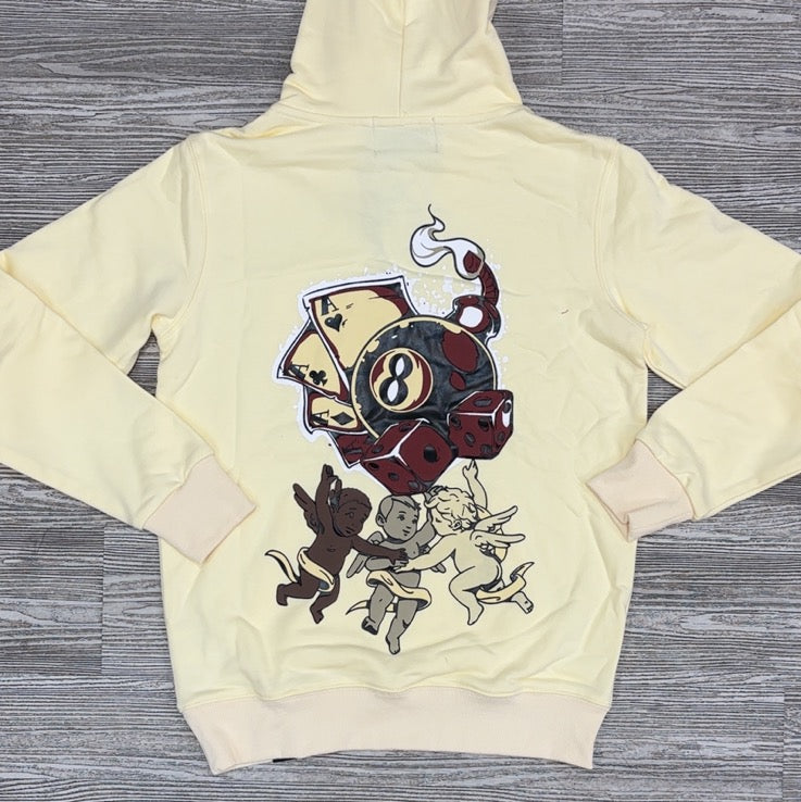 DENIMiCITY- eight ball & games hoodie (beige)