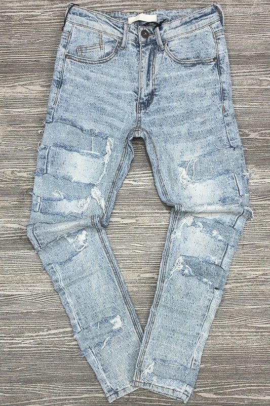 KDNK- jacquard complex skinny jeans (lt blue)