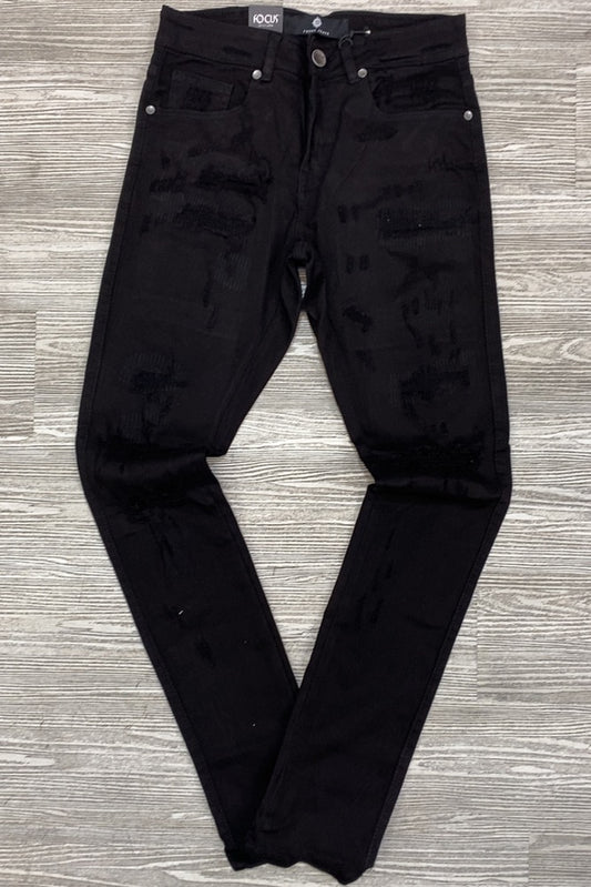 Focus- rip & repair jeans (jet black)